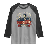 Virginia 250 Years of Freedom Raglan Shirt George Washington Patriotic State Pride Est. 1776 - Wonder Print Shop
