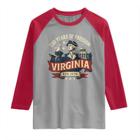 Virginia 250 Years of Freedom Raglan Shirt George Washington Patriotic State Pride Est. 1776 - Wonder Print Shop