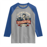 Virginia 250 Years of Freedom Raglan Shirt George Washington Patriotic State Pride Est. 1776 - Wonder Print Shop