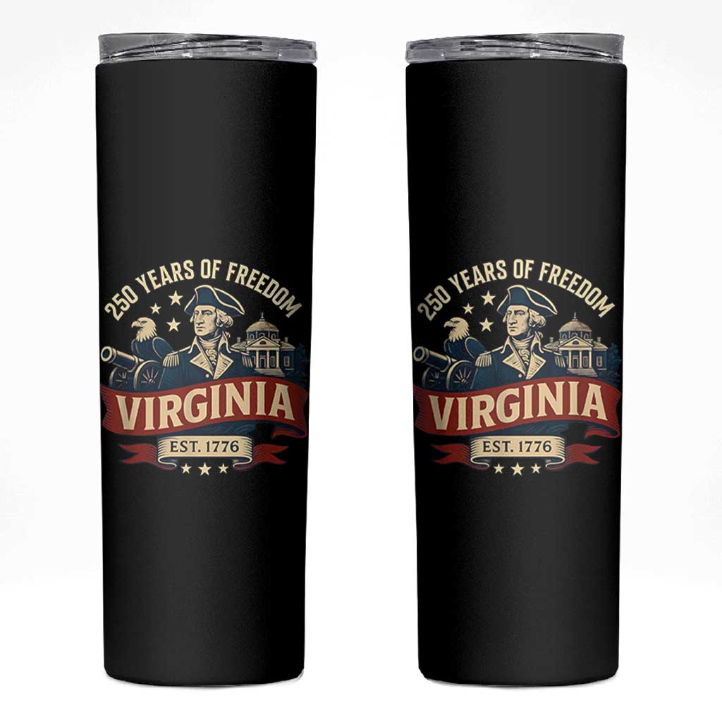 Virginia 250 Years of Freedom Skinny Tumbler George Washington Patriotic State Pride Est. 1776 - Wonder Print Shop