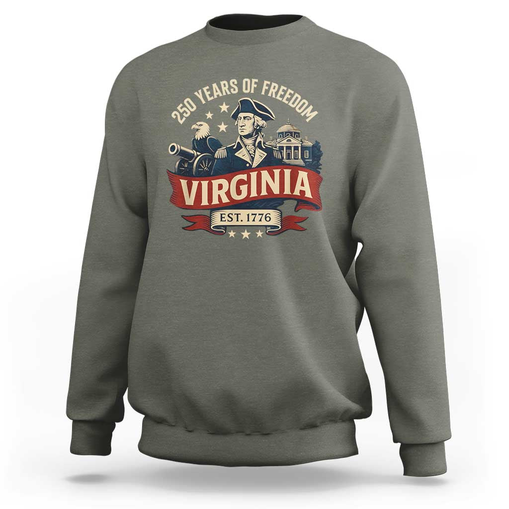 Virginia 250 Years of Freedom Sweatshirt George Washington Patriotic State Pride Est. 1776 - Wonder Print Shop