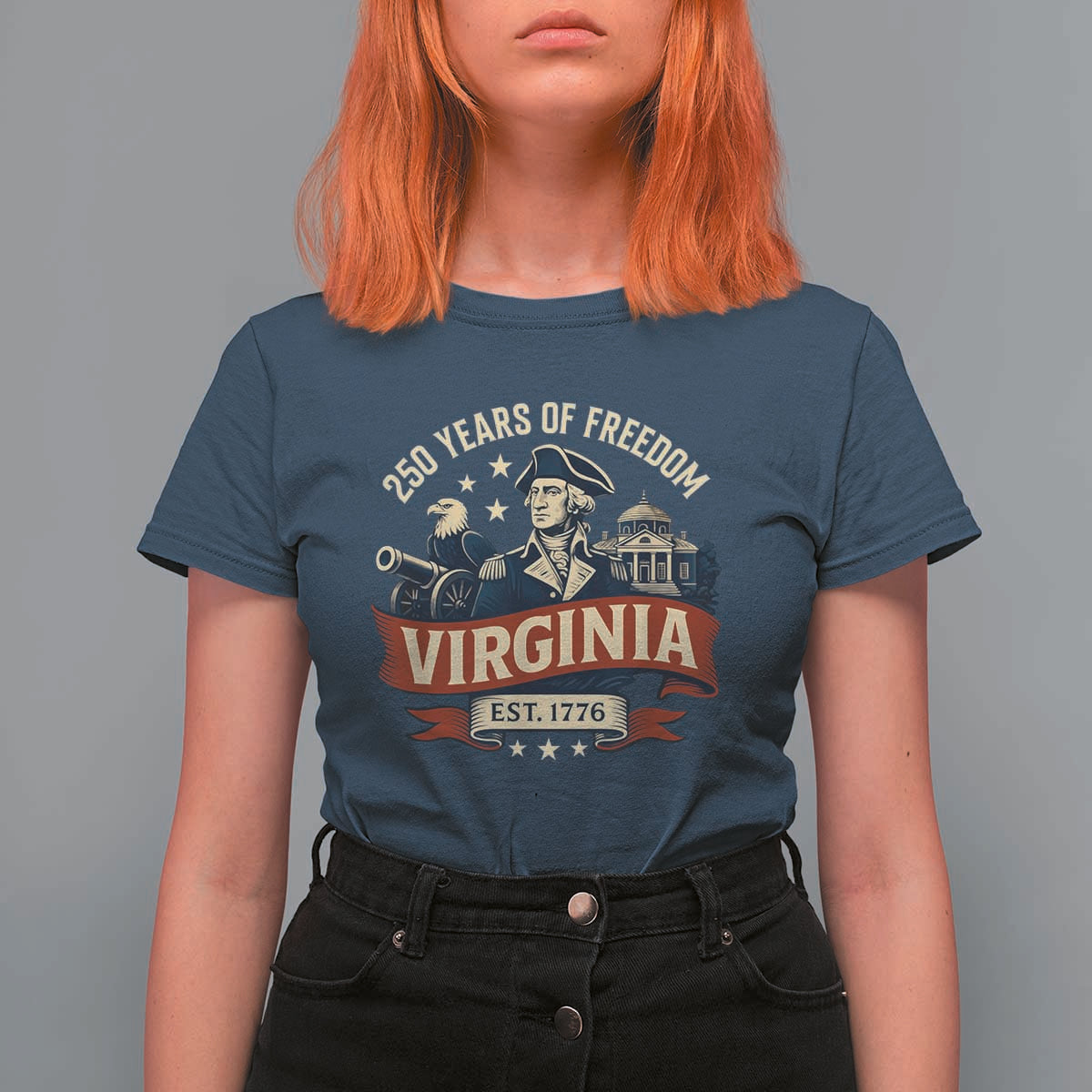 Virginia 250 Years of Freedom T Shirt For Women George Washington Patriotic State Pride Est. 1776 - Wonder Print Shop