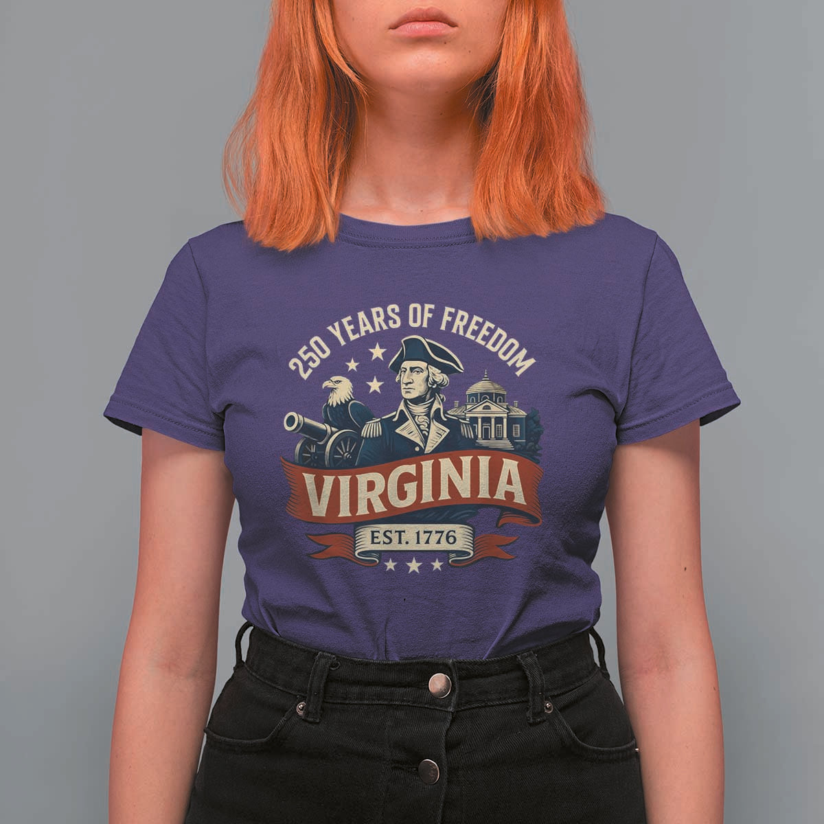 Virginia 250 Years of Freedom T Shirt For Women George Washington Patriotic State Pride Est. 1776 - Wonder Print Shop