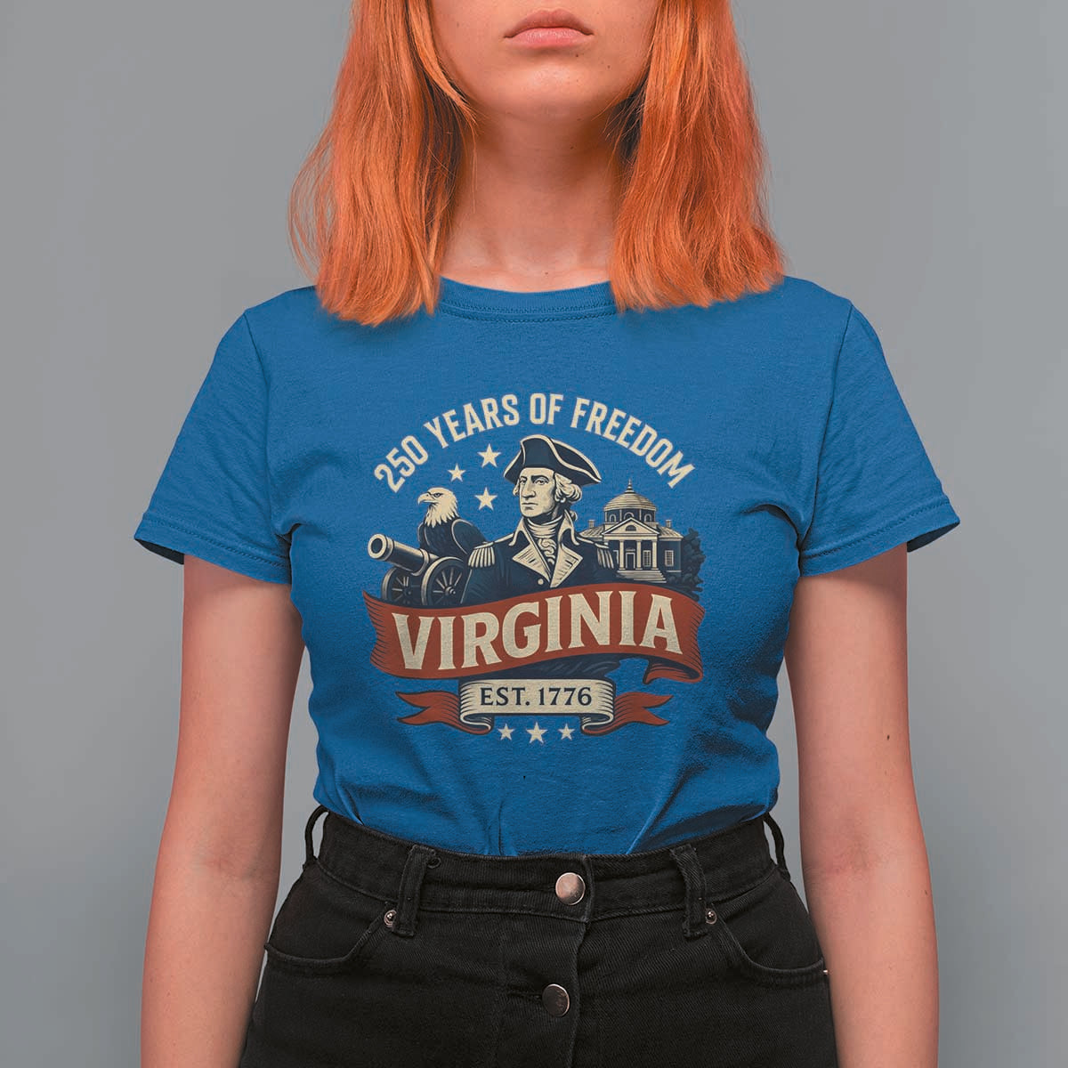 Virginia 250 Years of Freedom T Shirt For Women George Washington Patriotic State Pride Est. 1776 - Wonder Print Shop