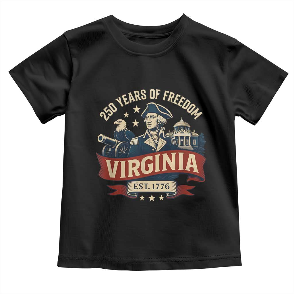Virginia 250 Years of Freedom Toddler T Shirt George Washington Patriotic State Pride Est. 1776 - Wonder Print Shop