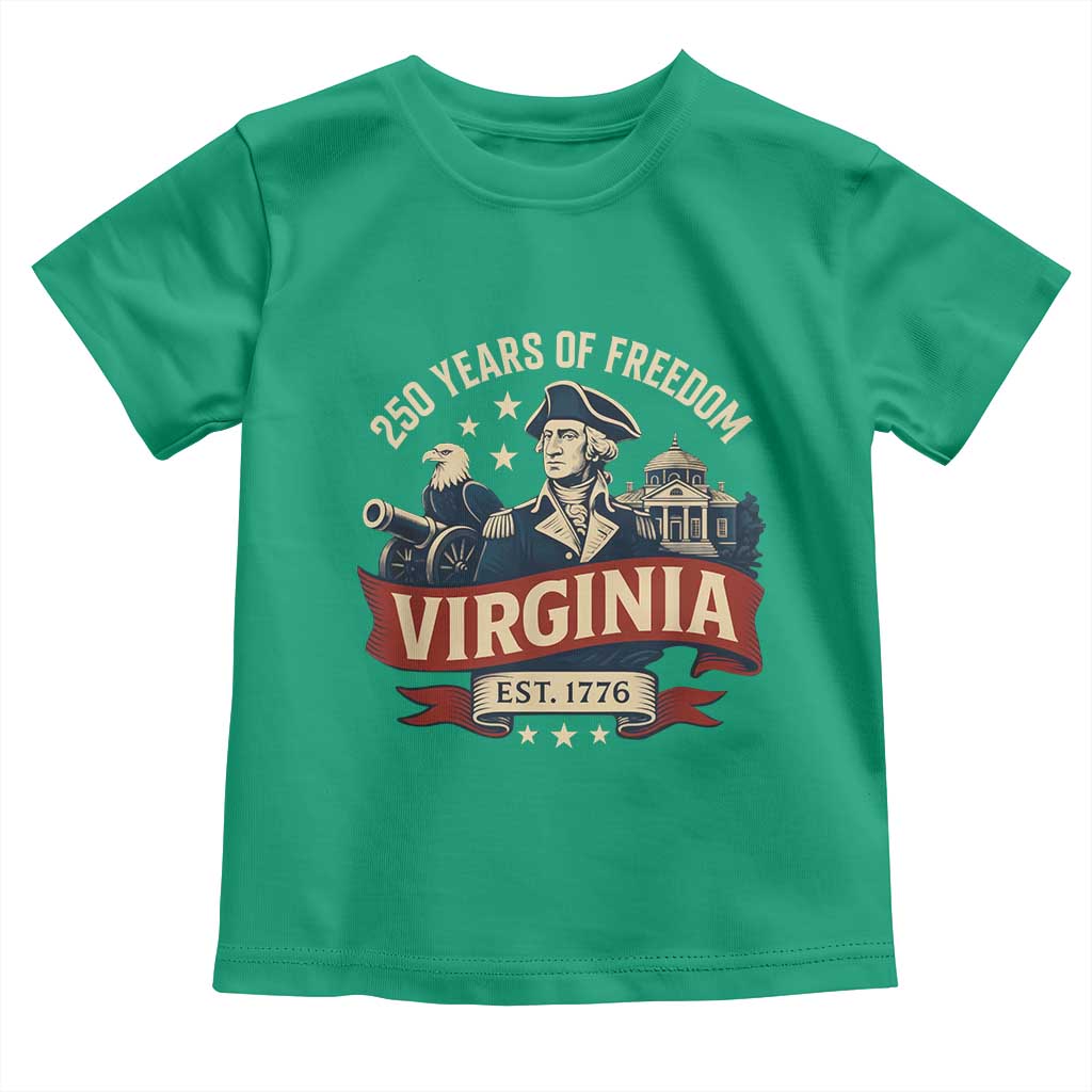 Virginia 250 Years of Freedom Toddler T Shirt George Washington Patriotic State Pride Est. 1776 - Wonder Print Shop