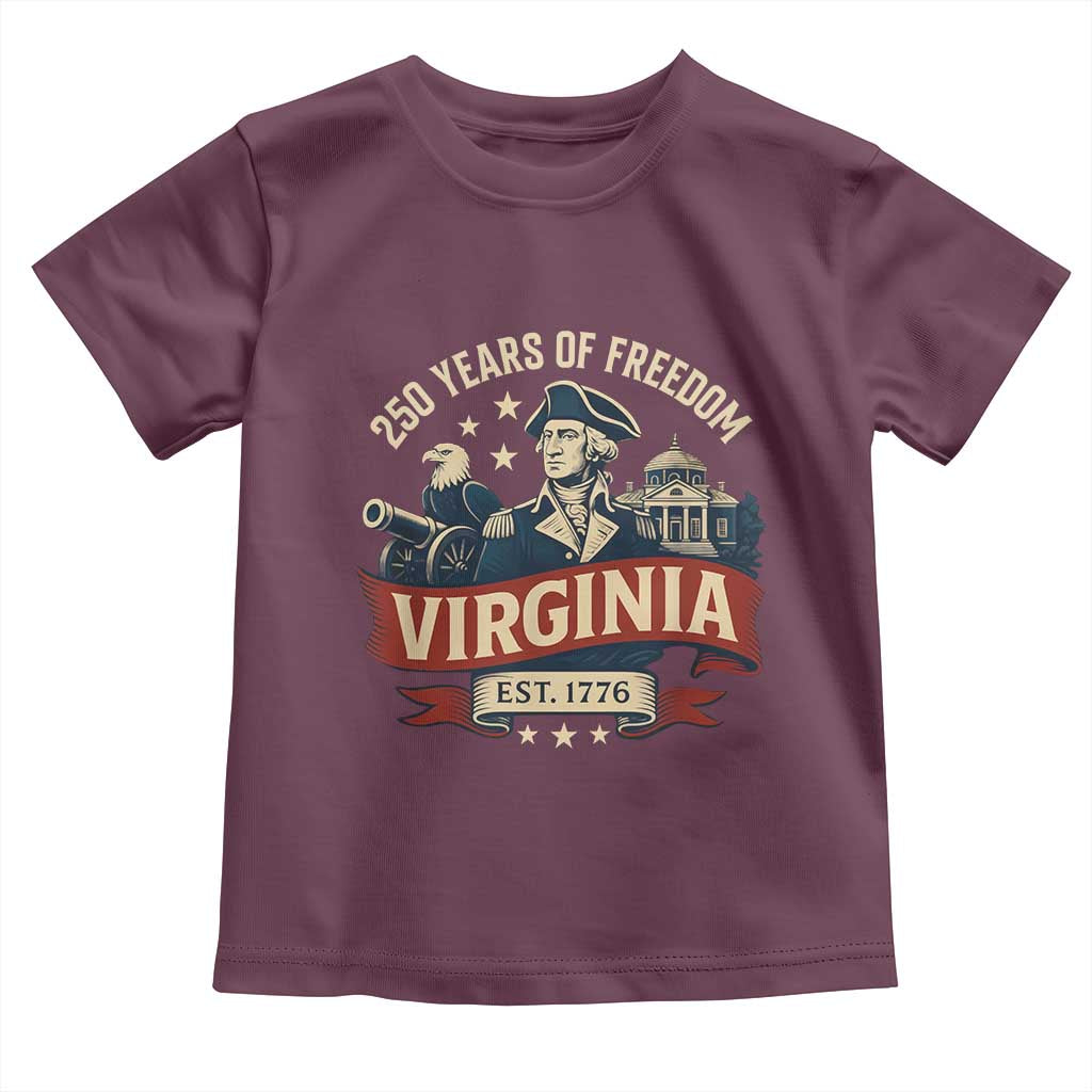 Virginia 250 Years of Freedom Toddler T Shirt George Washington Patriotic State Pride Est. 1776 - Wonder Print Shop