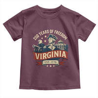 Virginia 250 Years of Freedom Toddler T Shirt George Washington Patriotic State Pride Est. 1776 - Wonder Print Shop