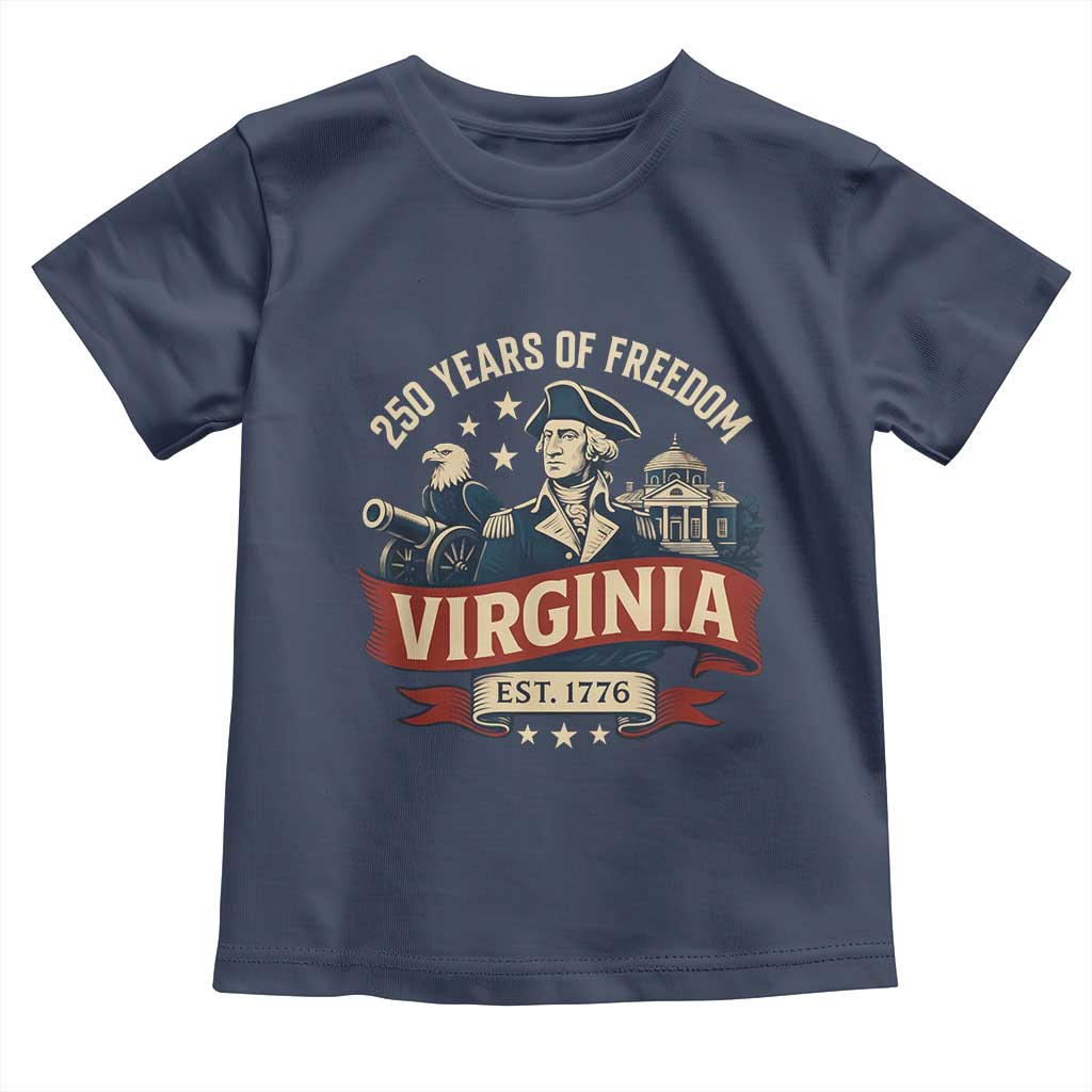 Virginia 250 Years of Freedom Toddler T Shirt George Washington Patriotic State Pride Est. 1776 - Wonder Print Shop