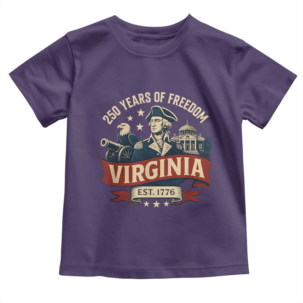 Virginia 250 Years of Freedom Toddler T Shirt George Washington Patriotic State Pride Est. 1776 - Wonder Print Shop