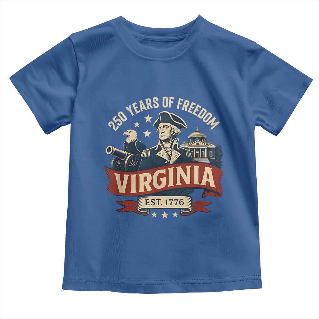 Virginia 250 Years of Freedom Toddler T Shirt George Washington Patriotic State Pride Est. 1776 - Wonder Print Shop