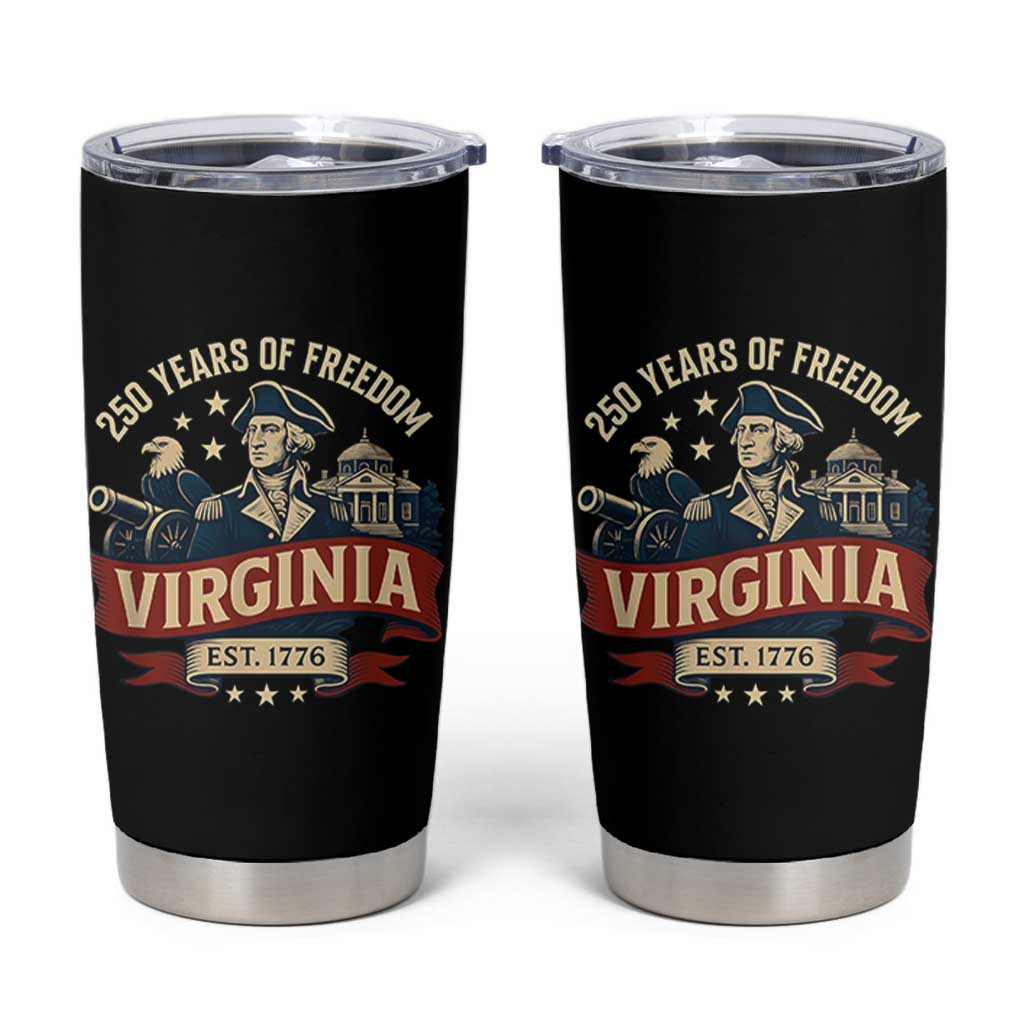 Virginia 250 Years of Freedom Tumbler Cup George Washington Patriotic State Pride Est. 1776 - Wonder Print Shop