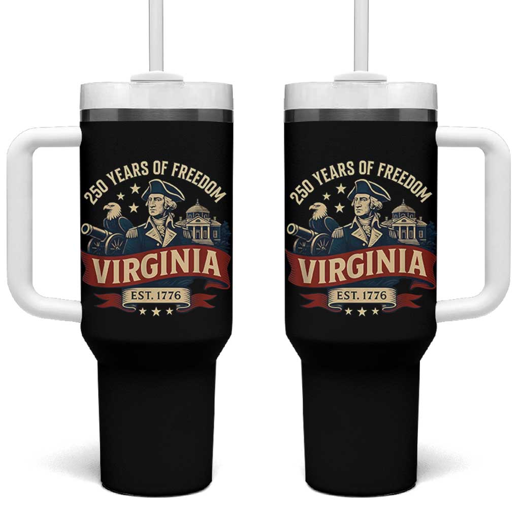 Virginia 250 Years of Freedom Tumbler With Handle George Washington Patriotic State Pride Est. 1776 - Wonder Print Shop
