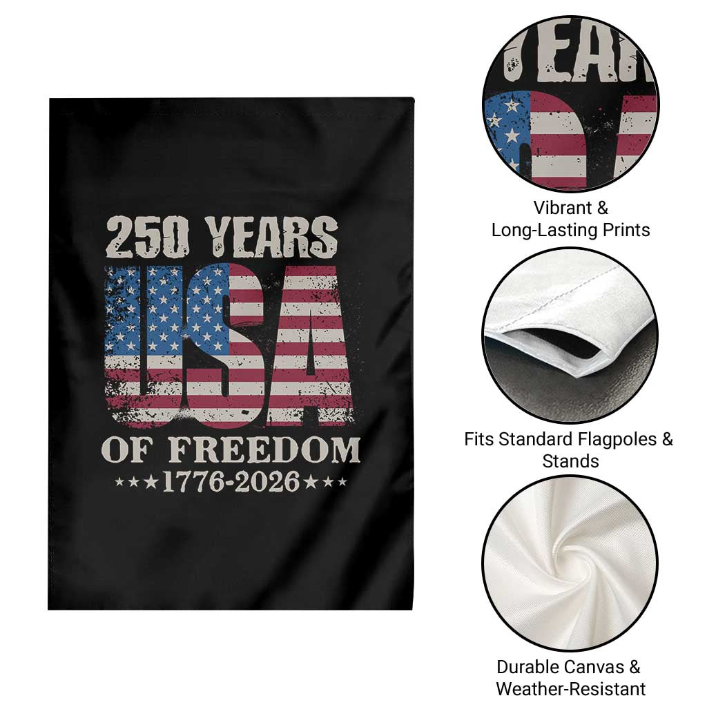 USA Flag 250 Years of Freedom Garden Flag Vintage Patriotic 1776 to 2026 Semiquincentennial - Wonder Print Shop