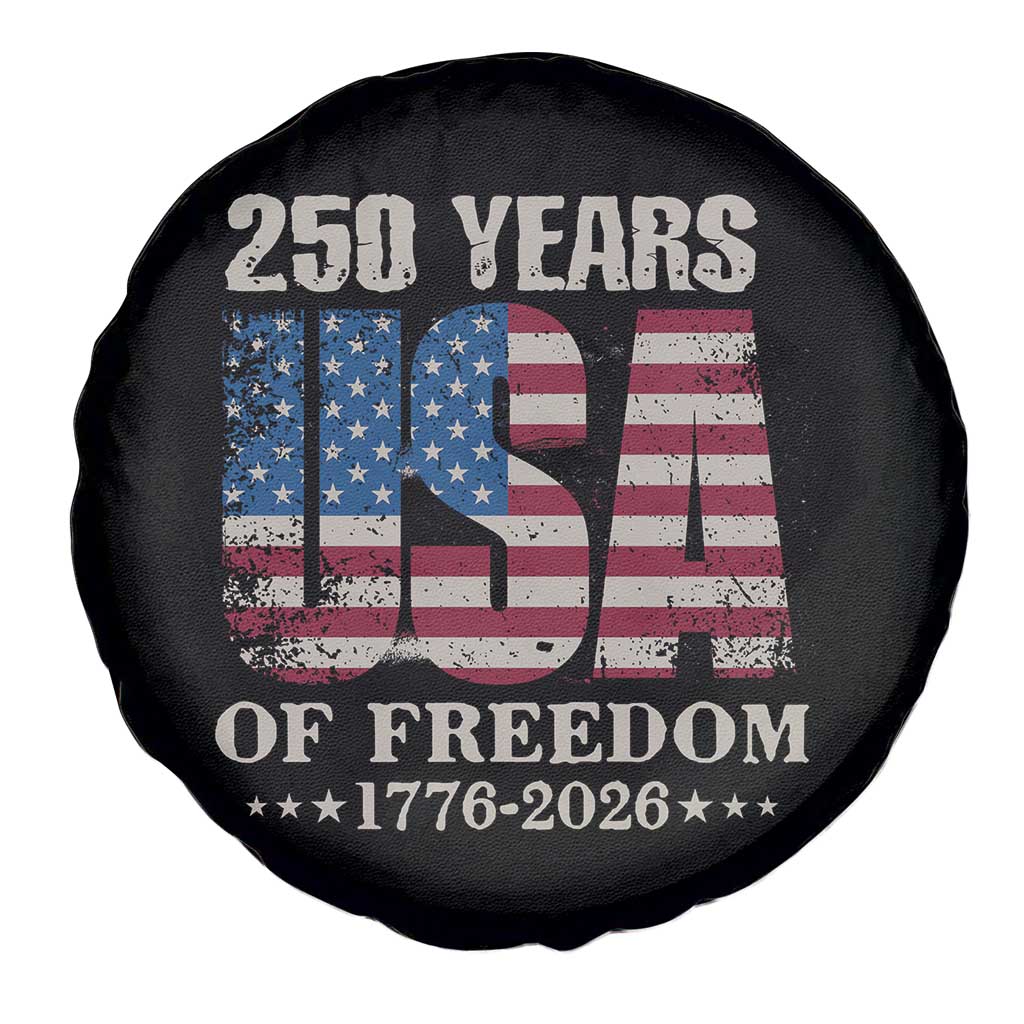 USA Flag 250 Years of Freedom Spare Tire Cover Vintage Patriotic 1776 to 2026 Semiquincentennial - Wonder Print Shop