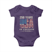 USA Flag 250 Years of Freedom Baby Onesie Vintage Patriotic 1776 to 2026 Semiquincentennial - Wonder Print Shop