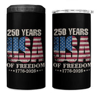USA Flag 250 Years of Freedom 4 in 1 Can Cooler Tumbler Vintage Patriotic 1776 to 2026 Semiquincentennial - Wonder Print Shop