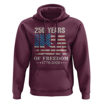 USA Flag 250 Years of Freedom Hoodie Vintage Patriotic 1776 to 2026 Semiquincentennial - Wonder Print Shop