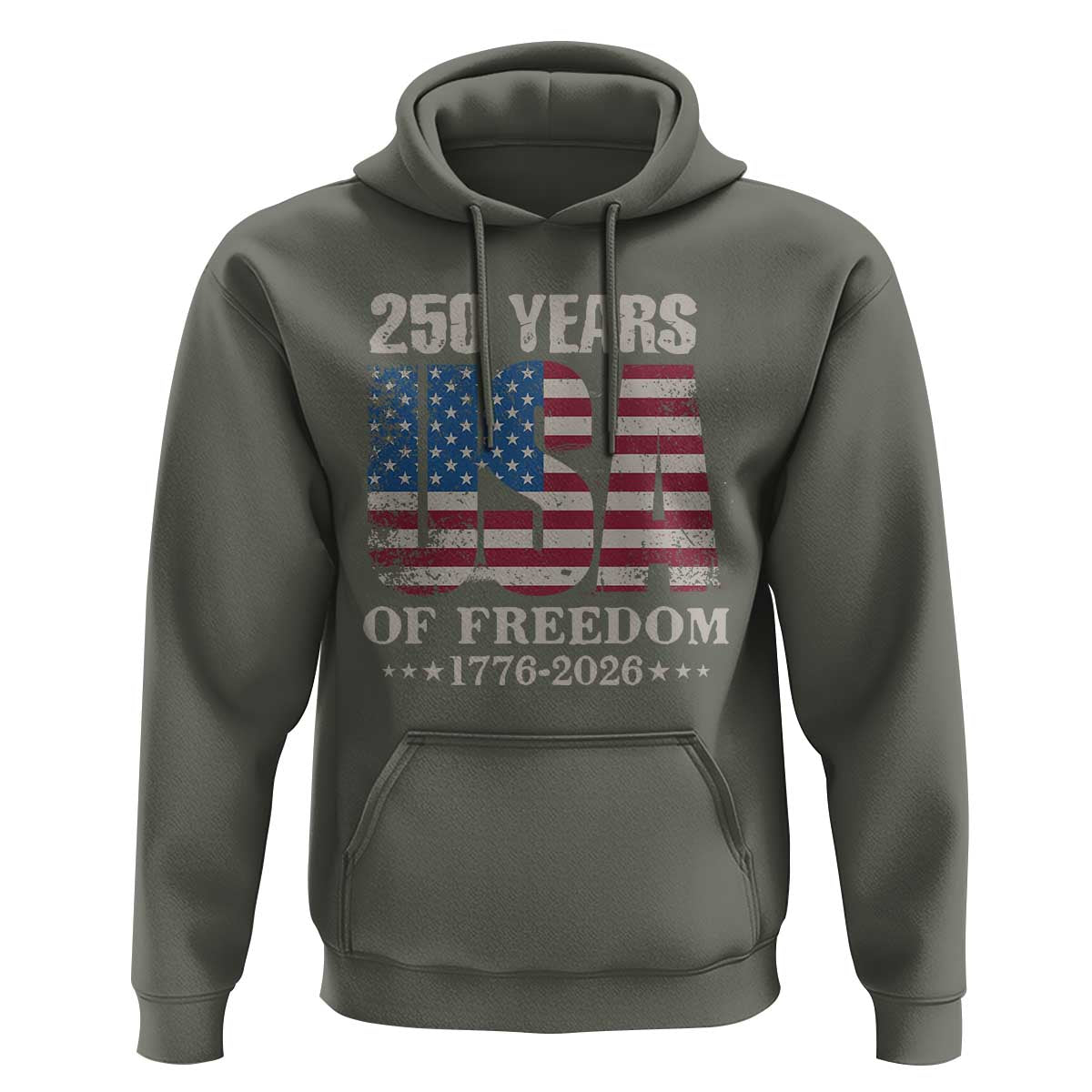 USA Flag 250 Years of Freedom Hoodie Vintage Patriotic 1776 to 2026 Semiquincentennial - Wonder Print Shop