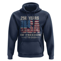 USA Flag 250 Years of Freedom Hoodie Vintage Patriotic 1776 to 2026 Semiquincentennial - Wonder Print Shop