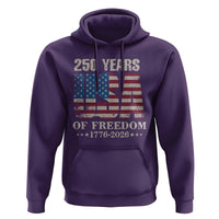 USA Flag 250 Years of Freedom Hoodie Vintage Patriotic 1776 to 2026 Semiquincentennial - Wonder Print Shop