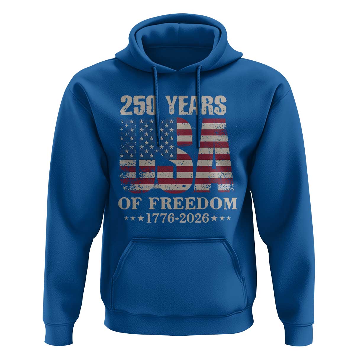 USA Flag 250 Years of Freedom Hoodie Vintage Patriotic 1776 to 2026 Semiquincentennial - Wonder Print Shop