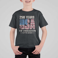 USA Flag 250 Years of Freedom T Shirt For Kid Vintage Patriotic 1776 to 2026 Semiquincentennial - Wonder Print Shop