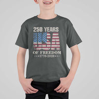 USA Flag 250 Years of Freedom T Shirt For Kid Vintage Patriotic 1776 to 2026 Semiquincentennial - Wonder Print Shop