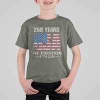 USA Flag 250 Years of Freedom T Shirt For Kid Vintage Patriotic 1776 to 2026 Semiquincentennial - Wonder Print Shop