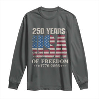 USA Flag 250 Years of Freedom Long Sleeve Shirt Vintage Patriotic 1776 to 2026 Semiquincentennial - Wonder Print Shop