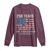 USA Flag 250 Years of Freedom Long Sleeve Shirt Vintage Patriotic 1776 to 2026 Semiquincentennial - Wonder Print Shop