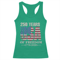 USA Flag 250 Years of Freedom Racerback Tank Top Vintage Patriotic 1776 to 2026 Semiquincentennial - Wonder Print Shop