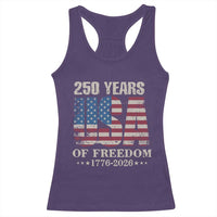 USA Flag 250 Years of Freedom Racerback Tank Top Vintage Patriotic 1776 to 2026 Semiquincentennial - Wonder Print Shop