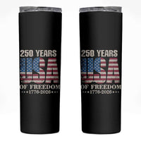 USA Flag 250 Years of Freedom Skinny Tumbler Vintage Patriotic 1776 to 2026 Semiquincentennial - Wonder Print Shop