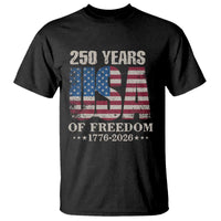 USA Flag 250 Years of Freedom T Shirt Vintage Patriotic 1776 to 2026 Semiquincentennial - Wonder Print Shop