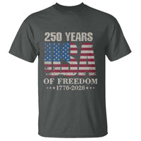 USA Flag 250 Years of Freedom T Shirt Vintage Patriotic 1776 to 2026 Semiquincentennial - Wonder Print Shop