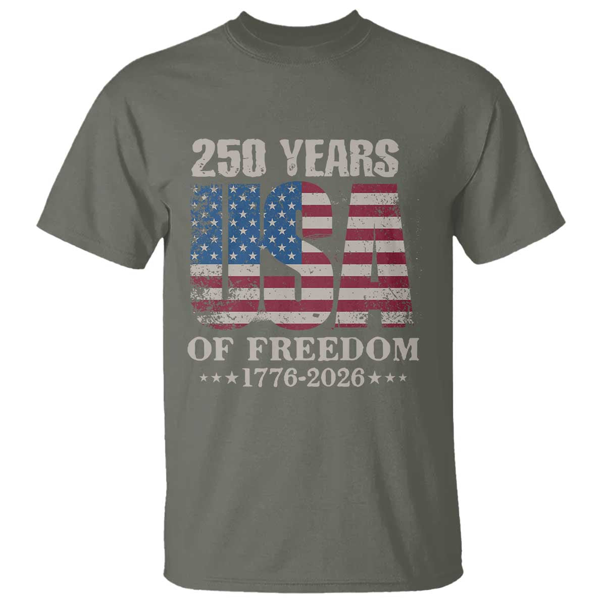 USA Flag 250 Years of Freedom T Shirt Vintage Patriotic 1776 to 2026 Semiquincentennial - Wonder Print Shop