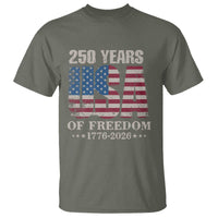 USA Flag 250 Years of Freedom T Shirt Vintage Patriotic 1776 to 2026 Semiquincentennial - Wonder Print Shop