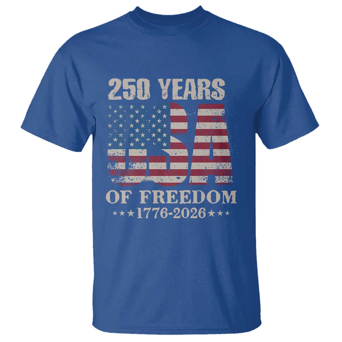USA Flag 250 Years of Freedom T Shirt Vintage Patriotic 1776 to 2026 Semiquincentennial - Wonder Print Shop