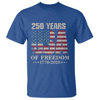 USA Flag 250 Years of Freedom T Shirt Vintage Patriotic 1776 to 2026 Semiquincentennial - Wonder Print Shop