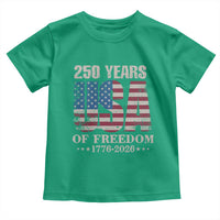USA Flag 250 Years of Freedom Toddler T Shirt Vintage Patriotic 1776 to 2026 Semiquincentennial - Wonder Print Shop