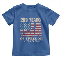 USA Flag 250 Years of Freedom Toddler T Shirt Vintage Patriotic 1776 to 2026 Semiquincentennial - Wonder Print Shop