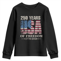 USA Flag 250 Years of Freedom Youth Sweatshirt Vintage Patriotic 1776 to 2026 Semiquincentennial - Wonder Print Shop