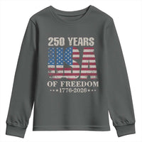 USA Flag 250 Years of Freedom Youth Sweatshirt Vintage Patriotic 1776 to 2026 Semiquincentennial - Wonder Print Shop