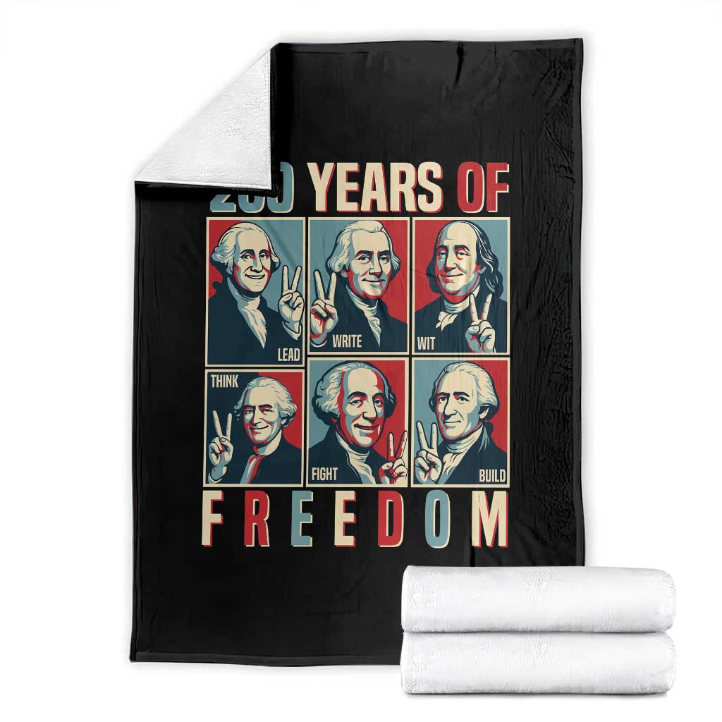 Founding Fathers 250 Years of Freedom Throw Blanket Patriotic Pop Art Style Semiquincentennial 2026 - Wonder Print Shop