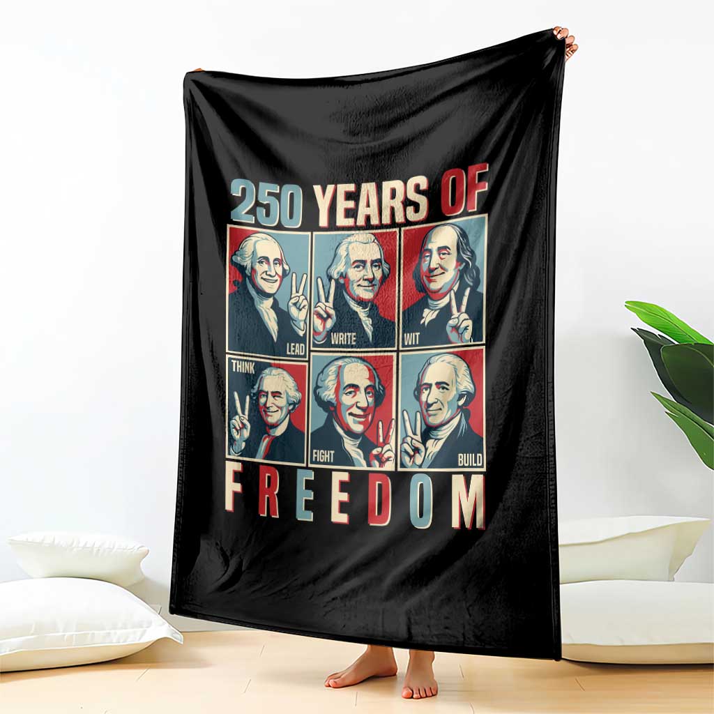 Founding Fathers 250 Years of Freedom Throw Blanket Patriotic Pop Art Style Semiquincentennial 2026 - Wonder Print Shop