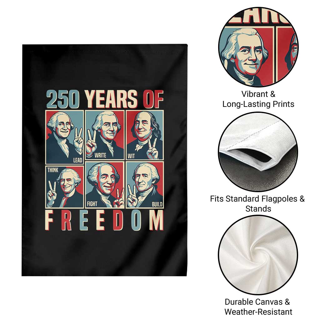 Founding Fathers 250 Years of Freedom Garden Flag Patriotic Pop Art Style Semiquincentennial 2026 - Wonder Print Shop