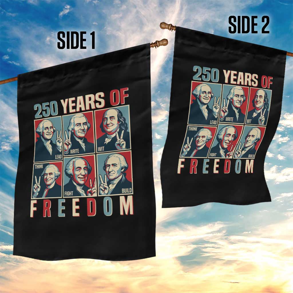 Founding Fathers 250 Years of Freedom Garden Flag Patriotic Pop Art Style Semiquincentennial 2026 - Wonder Print Shop
