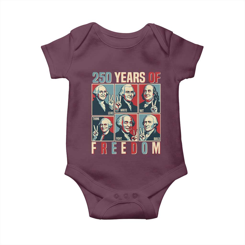Founding Fathers 250 Years of Freedom Baby Onesie Patriotic Pop Art Style Semiquincentennial 2026 - Wonder Print Shop