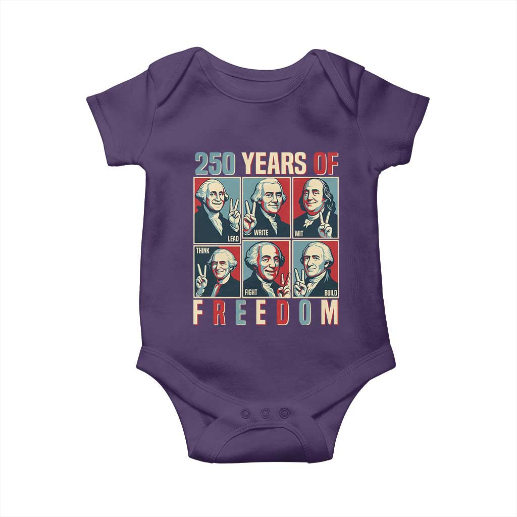 Founding Fathers 250 Years of Freedom Baby Onesie Patriotic Pop Art Style Semiquincentennial 2026 - Wonder Print Shop